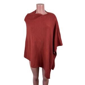 LOOK Cashmere Poncho Wrap Rust Red cashmere wool viscose blend One Size